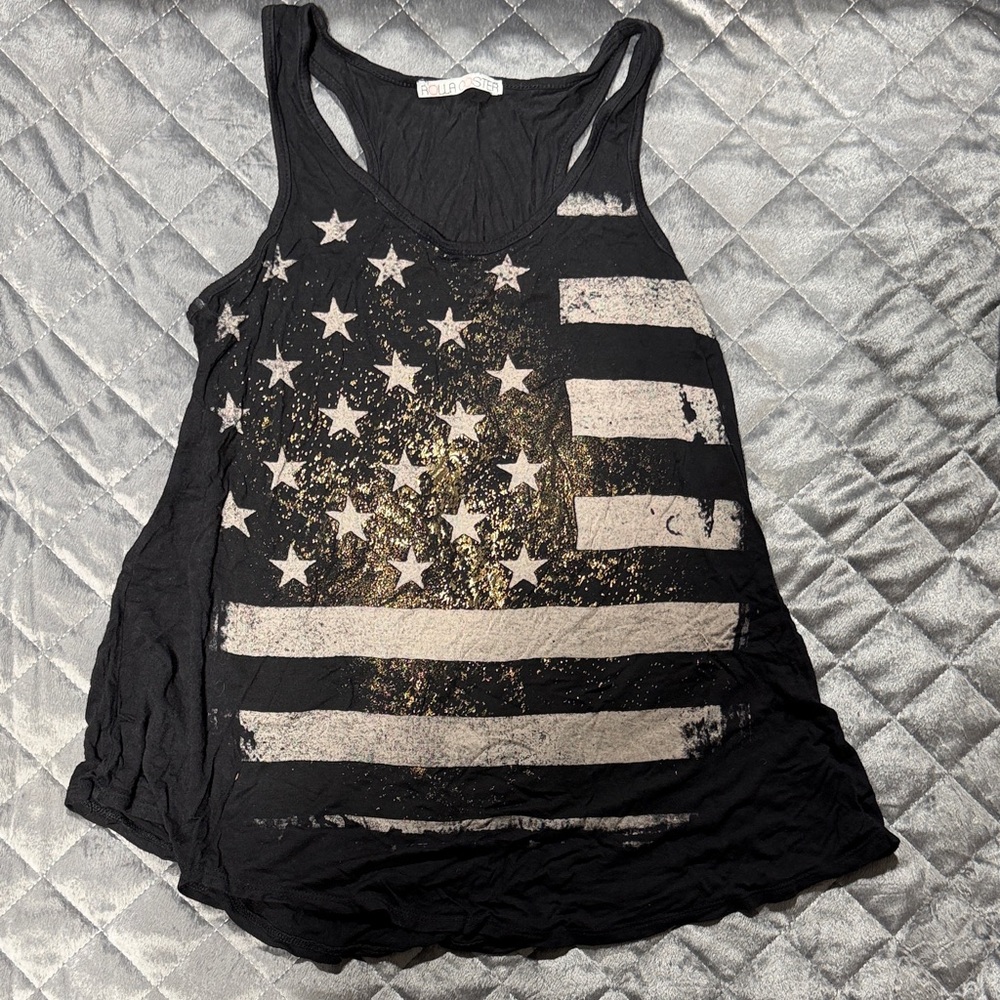 Rolla Coster Black and White Star Stripe Tank Top
